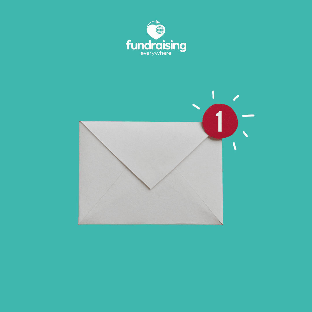 white envelope with a red '1' notification on a aqua green background