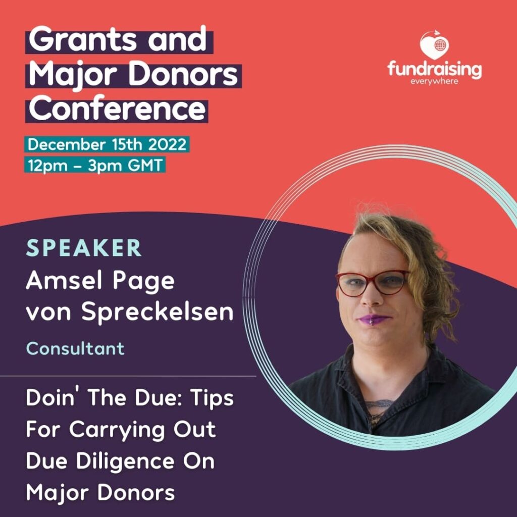 Doin' the Due: tips for carrying out due diligence on major donors with Amsel Page von Spreckelsen