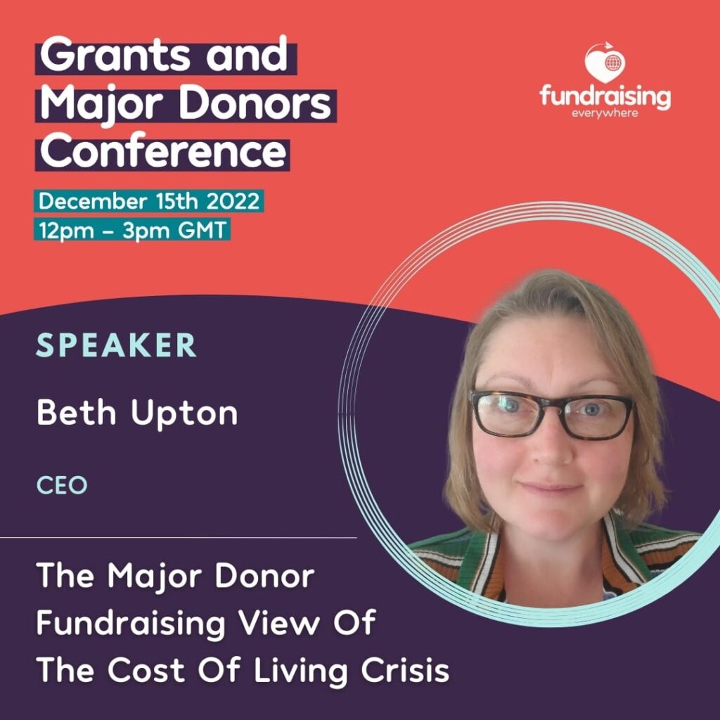 The Major Donor Fundraising view of the cost of living crisis with Beth Upton