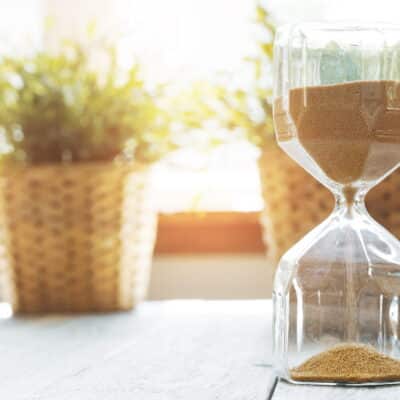 hourglass representing time for gifts in wills to be left