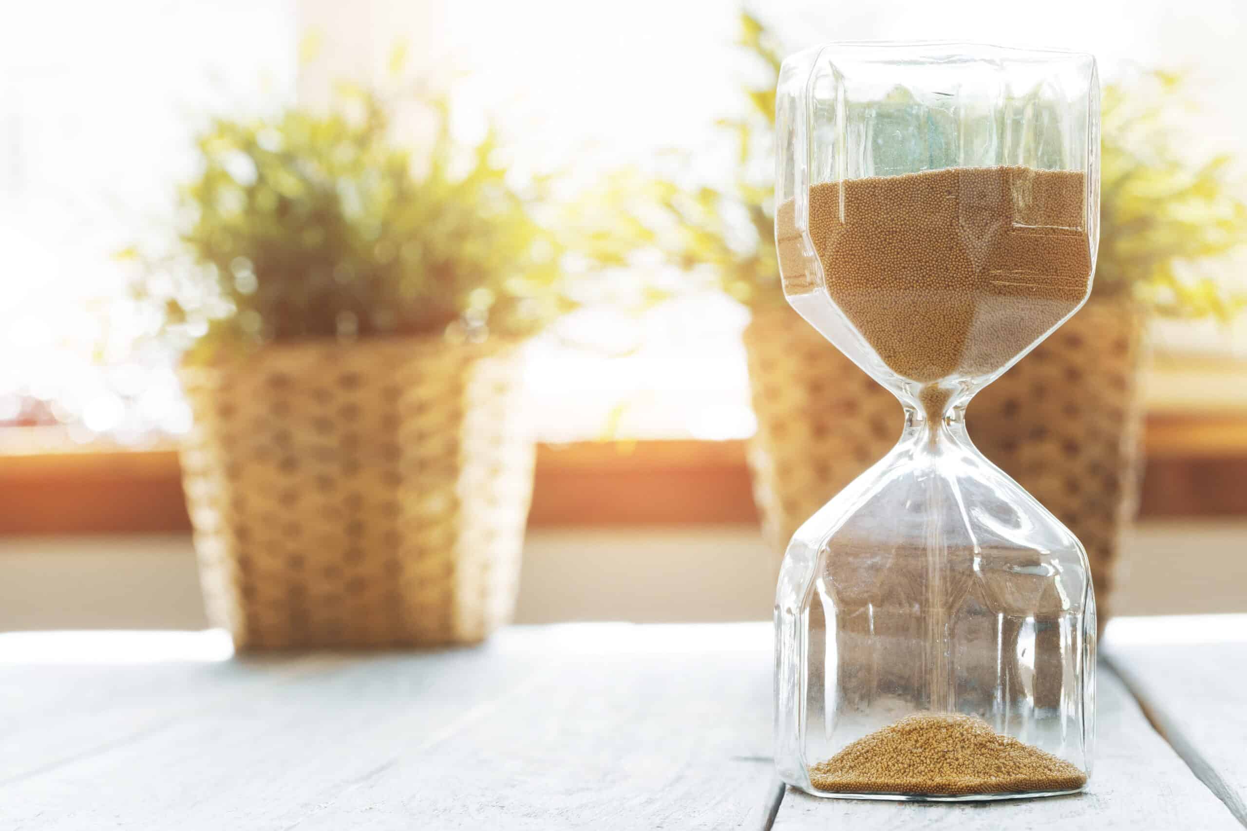 hourglass representing time for gifts in wills to be left